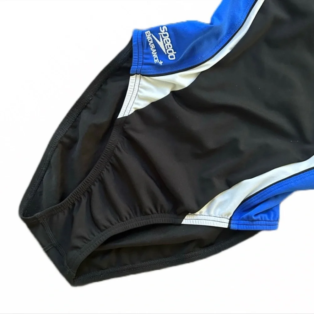 Speedo‎ GIRLS 8/34 Swimsuit RACING Youth Black Blue Endurance Retail $74 NWT